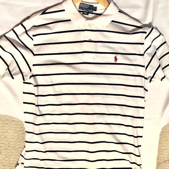 Ralph Lauren Polo shirt Large white with blue - Picture 1 of 1